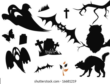 halloween items isolated on white