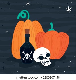 halloween items poster with sparks