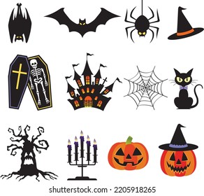 Halloween items vector collection for festival season graphic