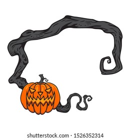 Halloween Jack Frame of sinister trees, illustration vector cartoon
