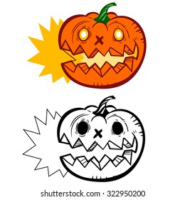 halloween Jack Lantern Pumpkins isolated on white. Vector Illustration