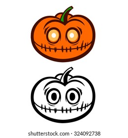 halloween Jack Lantern Pumpkins isolated on white. Vector Illustration