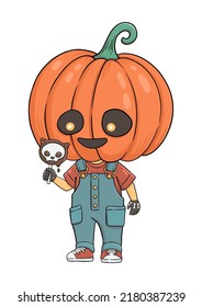 Halloween jack o lantern boy with ice cream vector