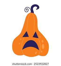 Dia das Bruxas Jack o lanterna. Caráter festivo bonito. Ilustração vetorial em estilo plano