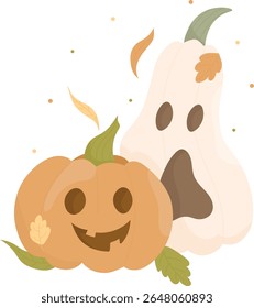 Halloween jack o lantern. Cute holiday character. Flat style vector illustration