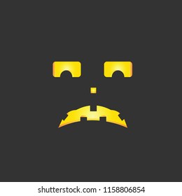 Halloween Jack O Lantern Evil Sad Face In The Dark Background