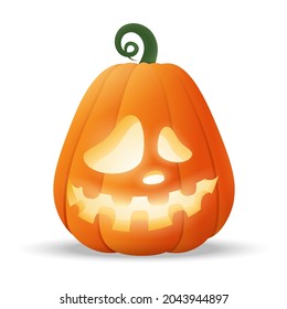 Halloween Jack O Lantern glowing pumpkin with funny face expression - isolated on transparent background