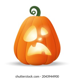 Halloween Jack O Lantern glowing pumpkin with funny face expression - isolated on transparent background