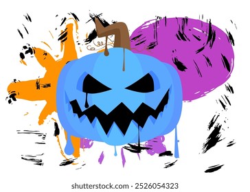 "Halloween Jack O' Lantern Graffiti tag" (em inglês). Arte moderna de rua abstrata Decoração de abóbora de férias realizada em estilo de pintura urbana.