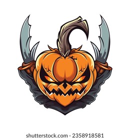 halloween Jack o lantern illustration vector, halloween vector pumpkin with scary expression cartoon