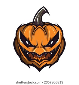 halloween Jack o lantern illustration vector, halloween vector pumpkin with scary expression cartoon