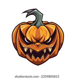 halloween Jack o lantern illustration vector, halloween vector pumpkin with scary expression cartoon