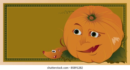 Halloween jack o lantern with mouse