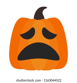 Halloween Jack O' Lantern Pumpkin - Halloween Jack O' Lantern pumpkin with sad face isolated on white background