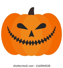 Halloween Jack O' Lantern Pumpkin - Halloween Jack O' Lantern pumpkin with spooky face isolated on white background