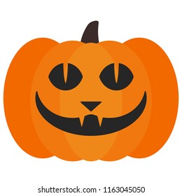 Halloween Jack O' Lantern Pumpkin - Halloween Jack O' Lantern pumpkin with spooky cat face isolated on white background