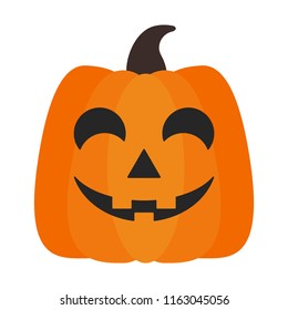 Halloween Jack O' Lantern Pumpkin - Halloween Jack O' Lantern pumpkin with happy face isolated on white background