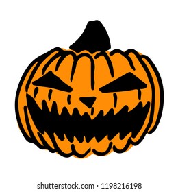 Halloween Jack o' lantern pumpkin. Vector illustration. Hand drawn cartoon style