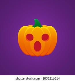 Halloween Jack O Lantern Pumpkin Expression Hushed Emoticon Vector Design