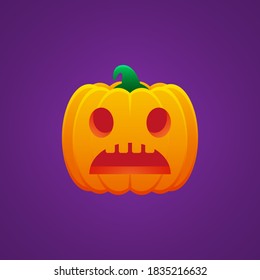 Halloween Jack O Lantern Expresión de calabaza inquietante diseño de vectores de emoticonos
