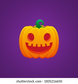 Halloween Jack O Lantern Pumpkin Expression Grin with Tooth Emoticon Vector Design