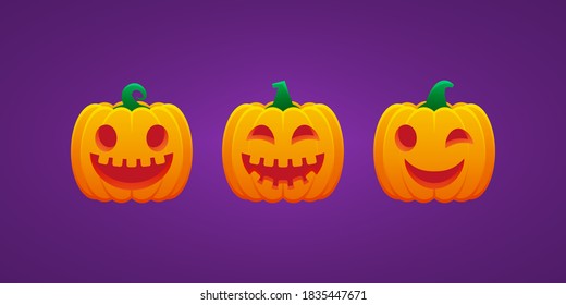 Halloween Jack O Lantern Pumpkin Expression Grin Tooth Wink Eyes Bundle Vector Bundle