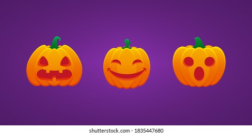 Halloween Jack O Lantern Pumpkin Expression Flushed Hushed Smiling Eyes Bundle Vector Design