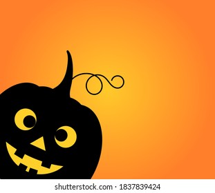 Halloween Jack O Lantern pumpkin on orange background. Vector illustratrion