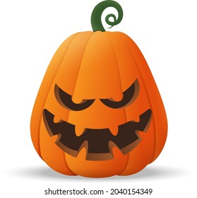 Halloween Jack O Lantern pumpkin with funny face expression - isolated on transparent background