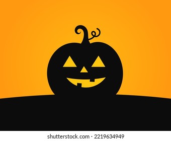 Halloween Jack O Lantern pumpkin orange background. Vector illustration.