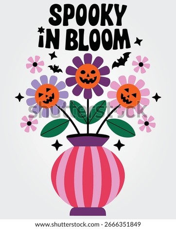 Halloween Jack o lantern pumpkin flower spooky in bloom flourish