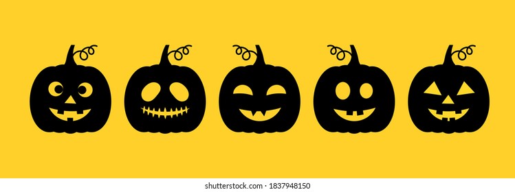 Halloween Jack O Lantern pumpkins collection. Vector illustration.