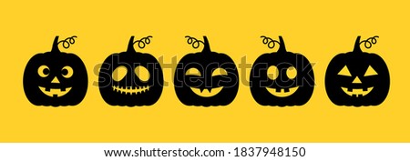 Halloween Jack O Lantern pumpkins collection. Vector illustration.