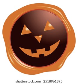 Halloween Jack O' Lantern sello emblema Ilustración vectorial