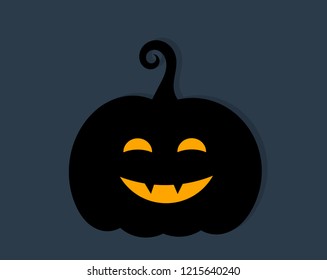 Halloween Jack O' Lantern vampire pumpkin. Vector illustration