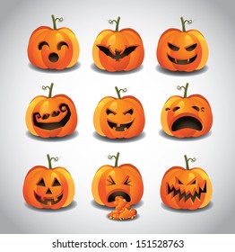 Halloween Jack O Lanterns. EPS 10 vector, grouped for easy editing. No open shapes or paths.