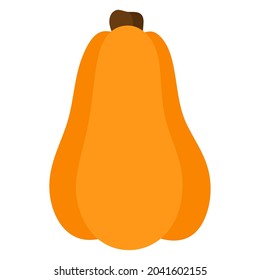 Halloween Jack-o-lantern butternut squash orange pumpkin. Traditional holiday decoration symbol. Vector cartoon isolated illustration.