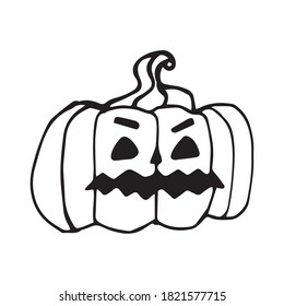 Halloween Jack-o'-lantern. Doodle creepy pumpkins . Vector illustration