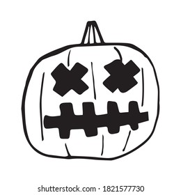 Halloween Jack-o'-lantern. Doodle creepy pumpkins . Vector illustration