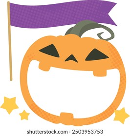 Halloween jack-o'-lantern and flag clipart