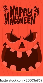 Halloween  jack-o-lantern monster character design with carved emotion isolated .