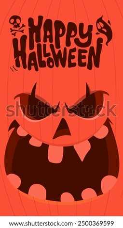 Halloween  jack-o-lantern monster character design with carved emotion isolated .