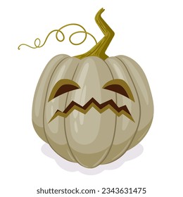 Halloween jack-o-lantern pumpkin. Cartoon fall holiday pumpkin decoration, spooky pumpkin carved face flat vector illustration