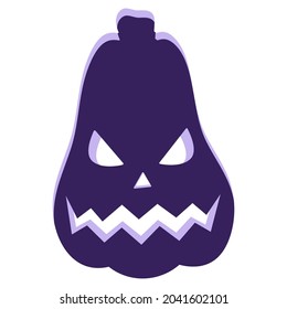Halloween Jack-o-lantern pumpkin with evil emotions. Traditional Halloween symbol and decorative element. Vector cartoon isolated illustration.
