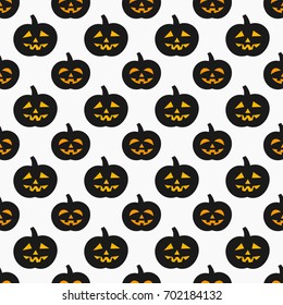Halloween Jack-o-lantern pumpkins seamless pattern. Vector illustration
