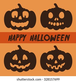 Halloween Jack-o-Lantern Silhouette Vector Set