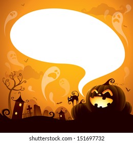 Halloween Jack-o-lantern with speech bubble