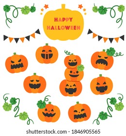 Halloween Jack-O-Lantern Various Face Set  No lines