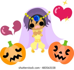 Halloween and jack-o-lanterns and a girl in love