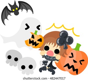 Halloween and jack-o-lanterns and a pretty club girl